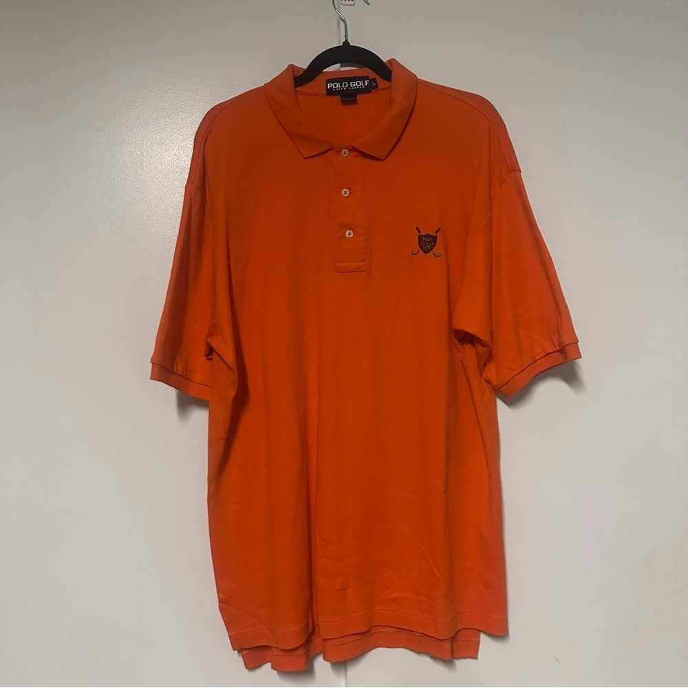 Vintage POLO GOLF RALPH LAUREN Performance Golf Polo Shirt Bright Orange Size L